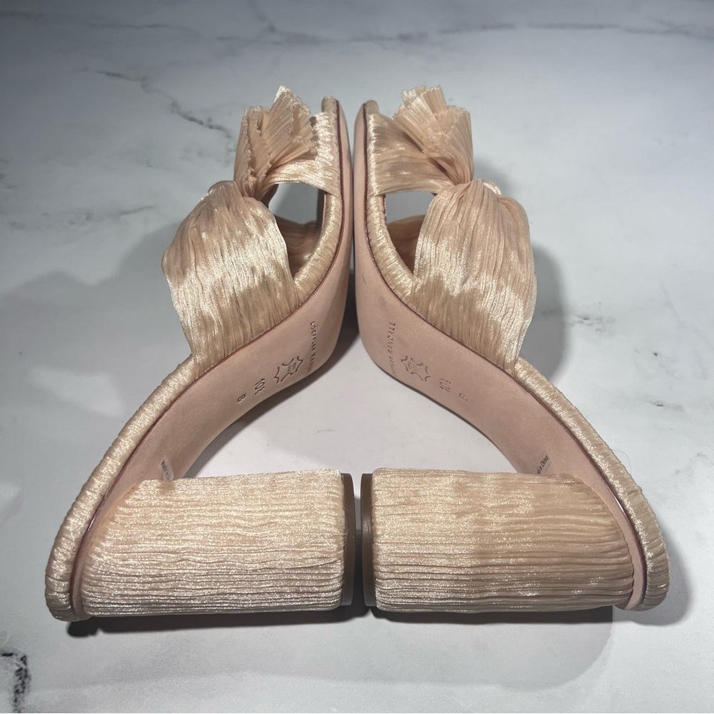 Loeffler Randall Penny Almond Pleated Fabric Knot Mule Heel Sandals - Picture 5 of 8
